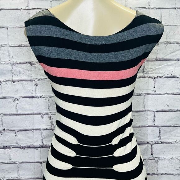 Ted Baker London Womens Black Multi Accordion Striped Knit Bodycon Dress Size 2 - Picture 5 of 8